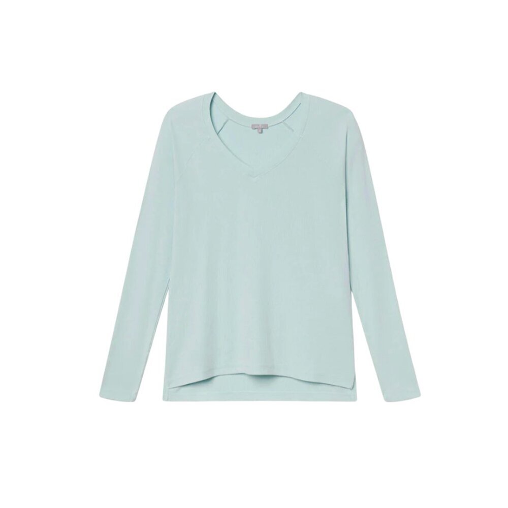 NWT PJ Harlow Frankie Top Shirt Womens Small Mint Green V-Neck Long Sleeve NEW